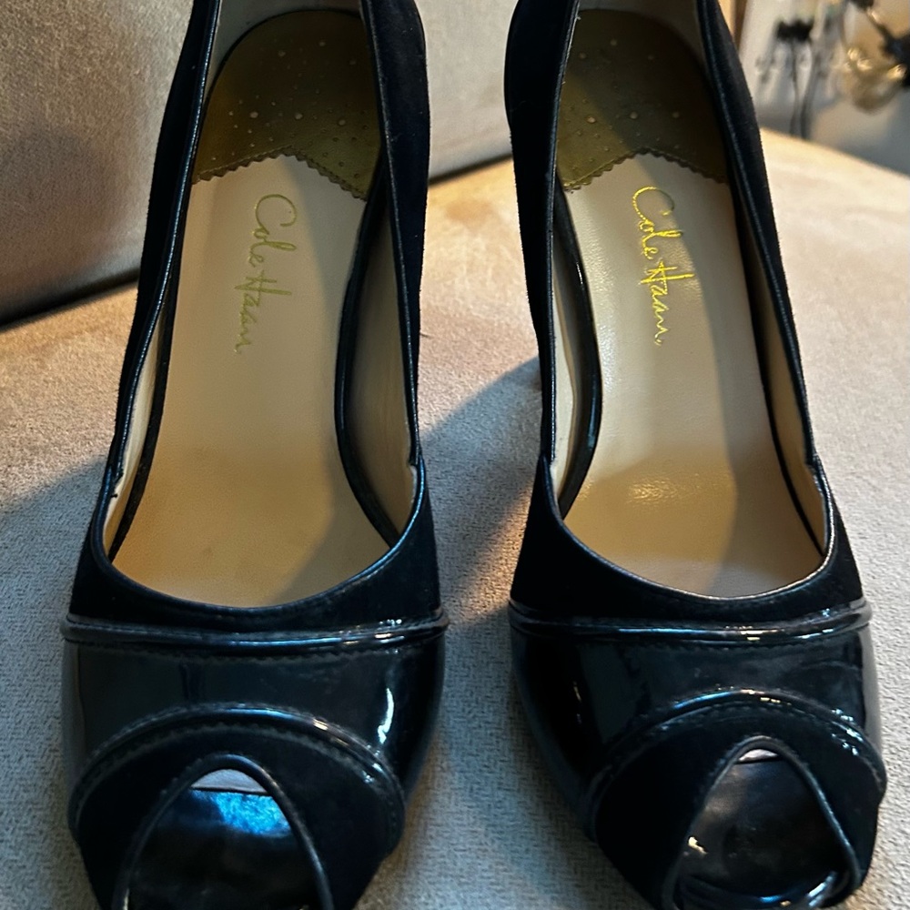 Cole Haan Women's Black Peep Toe Heels